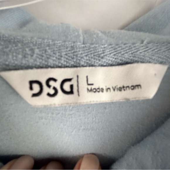 DSG Men's light blue Pullover Hoodie Size L Long Sleeve Casual Fleece- flawed - Picture 6 of 9